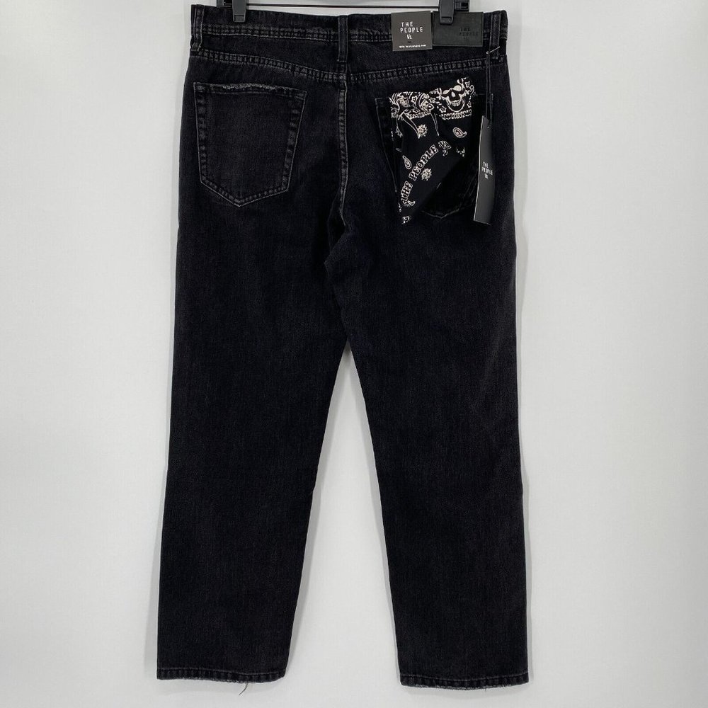 The People Vs. Men's Lithium Jeans Distressed sz 32 Wasted Black Bandana Cropped